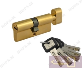 Механизм цилиндровый ЛПУВ100 (50х50) (золото, ключ - вертушка) Нора-М 