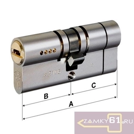 Цилиндровый механизм Х 60 мм 30х30 мм Ключ - Ключ Никель Mul-t-Lock (96мм 31х65мм Золото С кулачком) фото 2