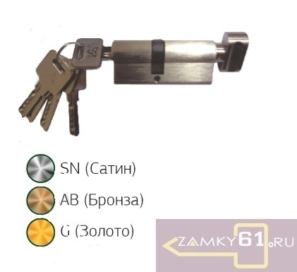Механизм цилиндровый ZN ZС 60 (30Тх30) G (золото, ключ - вертушка) Виттори фото 2