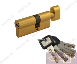 Механизм цилиндровый ЛПУВ 90 (55х35в) (золото, ключ - вертушка) Нора-М