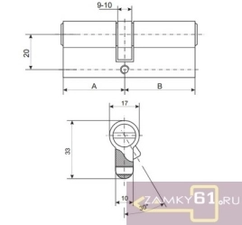 Механизм цилиндровый 85мм 35вх50 Podedly K-series(никель сатин, ключ - вертушка) K-series