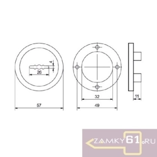 Накладка сувальдного замка CP01 (круглая, латунь) Замкофф фото 798579
