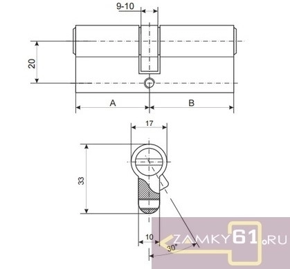 Механизм цилиндровый 85мм 35вх50 Podedly K-series(никель сатин, ключ - вертушка) K-series фото 1