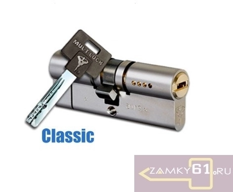 Цилиндровый механизм Х 60 мм 30х30 мм Ключ - Ключ Никель Mul-t-Lock (81мм 31х50мм Золото С кулачком) фото 1
