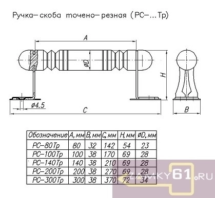 Ручка-скоба РС-100-ТР (оксид, береза) НОЭЗ фото 2