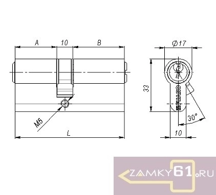Механизм цилиндровый Fuaro 70 (35х35) 100 ZA PB (золото, ключ - ключ) фото 2