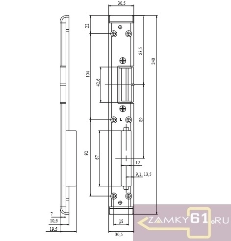 Ответная планка на металлопластиковую дверь SP 2L/13 (ширина планки 24мм, левая) ASTEX фото 2