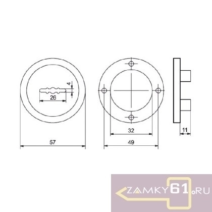 Накладка сувальдного замка CP01 (круглая, латунь) Замкофф фото 2