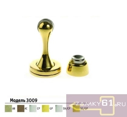 Упор дверной магнитный АС-3009 PB (золото) Оберег фото 1