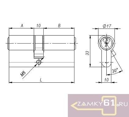 Механизм цилиндровый 70 (35*35) "Z" (никель, ключ - ключ) Булат фото 2